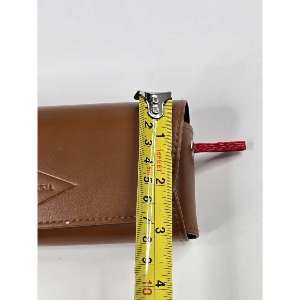 Fossil Leather Eyeglass Sunglass Case Magnetic Closure Brown Womens Travel Pouch
